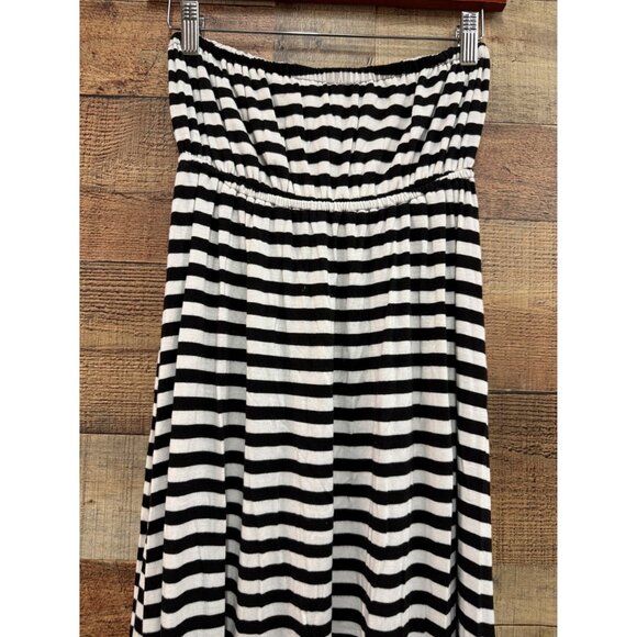Metropark Black and White Stripe Strapless Maxi Dress sz 4 - Picture 2 of 7